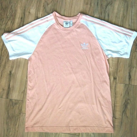 adidas originals california 3 stripes t shirt pink